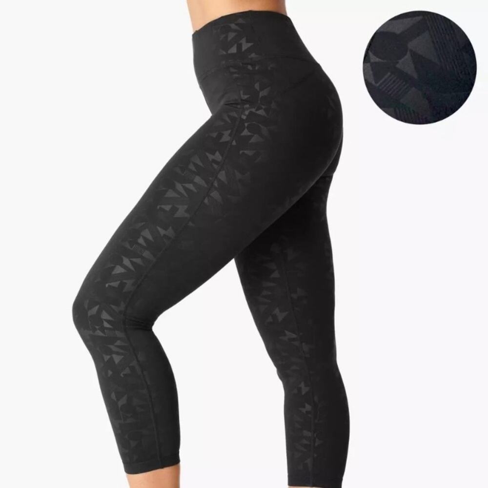 NWT Sweaty Betty‎ Black Embossed All Day 7/8 Leggings